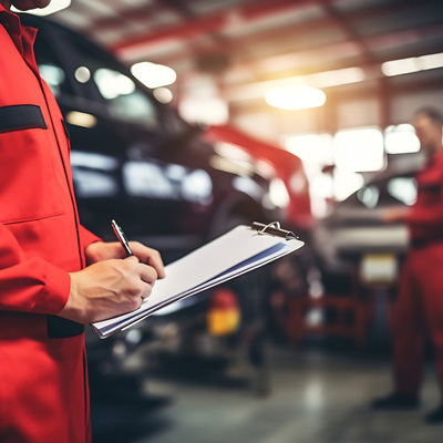Mechanic preparing a quote for a customer